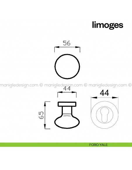 Pomello in porcellana beige chiara per porta Limoges fisso Poggi Mariani foro yale