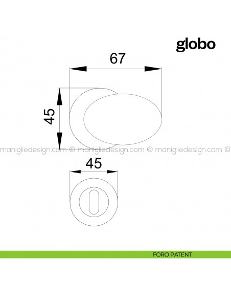 Pomello per porta Globo fisso Poggi Mariani foro patent