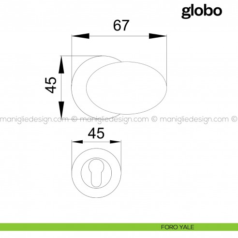 Pomello per porta Globo fisso Poggi Mariani foro yale