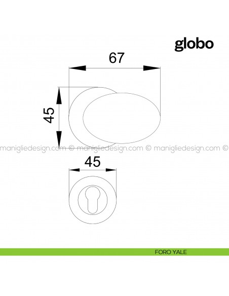 Pomello per porta Globo fisso Poggi Mariani foro yale