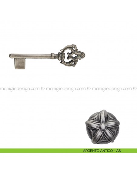Chiave per porta interna 900 Poggi Mariani argento antico - ASI