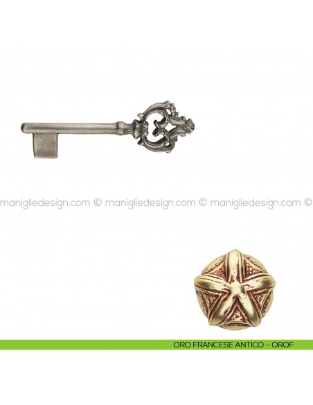 Chiave per porta interna 900 Poggi Mariani oro francese antico - OROF