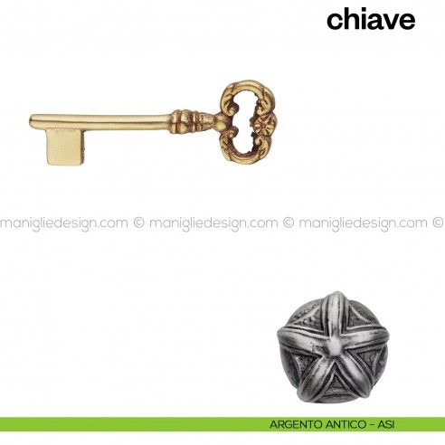 Chiave per porta interna 901 Poggi Mariani argento antico - ASI