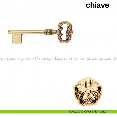 Chiave per porta interna 901 Poggi Mariani placcato oro 24K - ORO