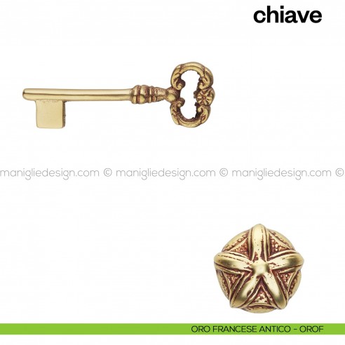 Chiave per porta interna 901 Poggi Mariani oro francese antico - OROF