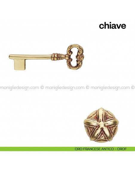 Chiave per porta interna 901 Poggi Mariani oro francese antico - OROF
