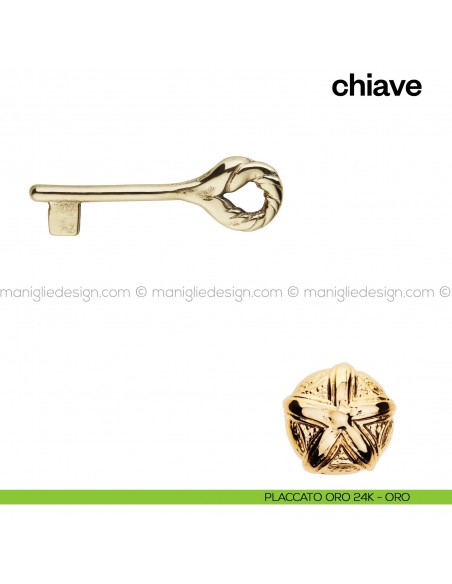 Chiave per porta interna 103 Poggi Mariani placcato oro 24K - ORO