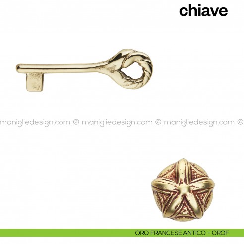 Chiave per porta interna 103 Poggi Mariani oro francese antico - OROF