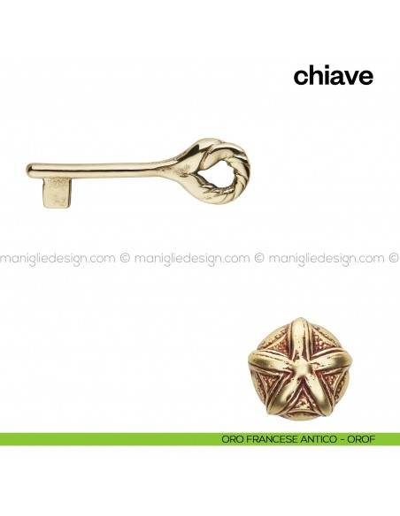 Chiave per porta interna 103 Poggi Mariani oro francese antico - OROF