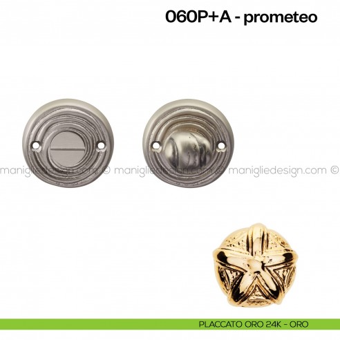 Nottolino per porta 060 Poggi Mariani su rosetta Prometeo nickel placcato oro 24K - ORO