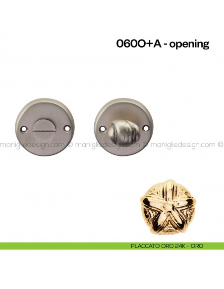 Nottolino per porta 060 Poggi Mariani su rosetta Opening placcato oro 24K - ORO