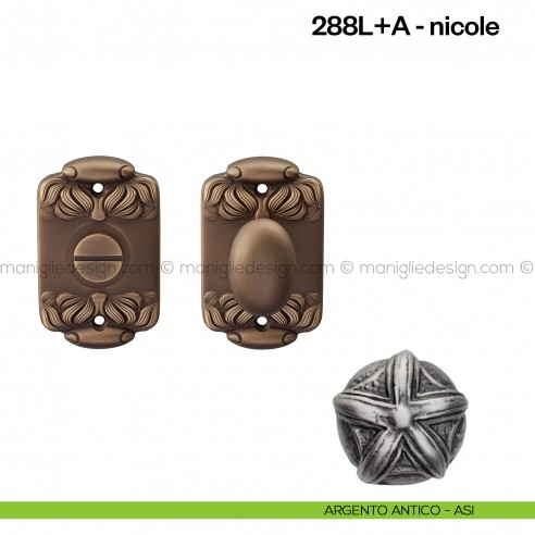 Nottolino per porta 288 Poggi Mariani su rosetta Nicole  argento antico - ASI