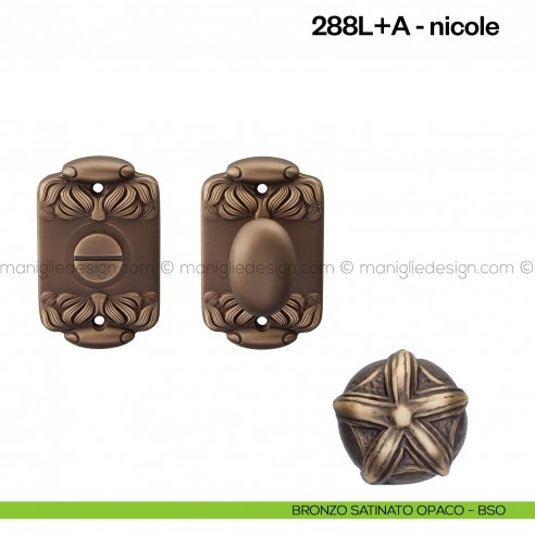 Nottolino per porta 288 Poggi Mariani su rosetta Nicole bronzo satinato opaco - BSO