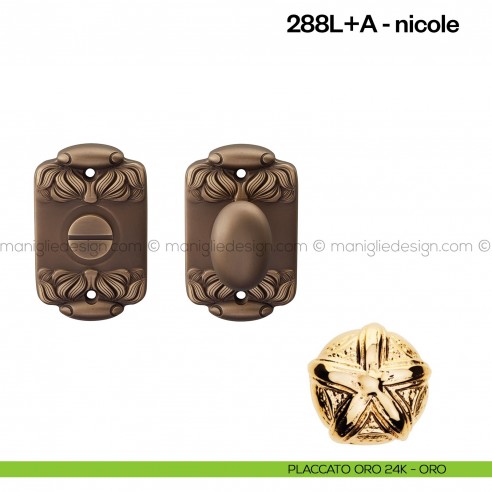Nottolino per porta 288 Poggi Mariani su rosetta Nicole placcato oro 24K - ORO