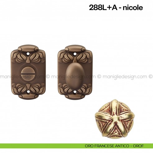 Nottolino per porta 288 Poggi Mariani su rosetta Nicole oro francese antico - OROF