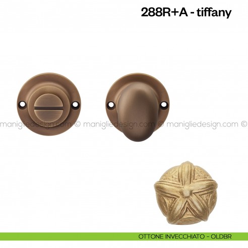 Nottolino per porta 288 Poggi Mariani su rosetta Tiffany ottone invecchiato - OLDBR