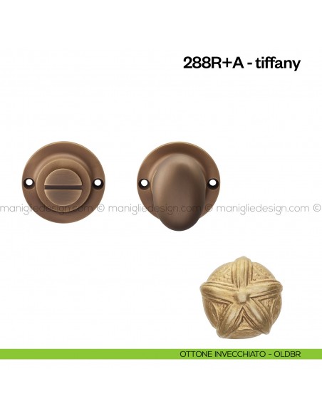 Nottolino per porta 288 Poggi Mariani su rosetta Tiffany ottone invecchiato - OLDBR