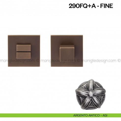 Nottolino per porta 290 Poggi Mariani su rosetta quadrata Fine argento antico - ASI