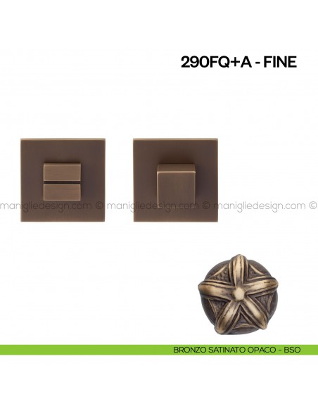 Nottolino per porta 290 Poggi Mariani su rosetta quadrata Fine bronzo satinato opaco - BSO