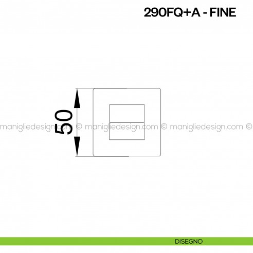 Nottolino per porta 290 Poggi Mariani su rosetta quadrata Fine disegno