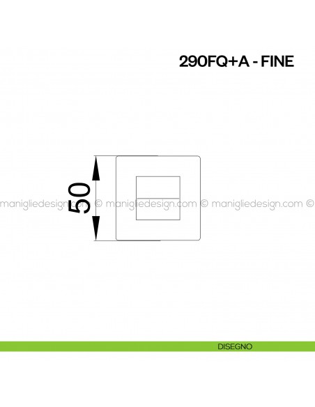 Nottolino per porta 290 Poggi Mariani su rosetta quadrata Fine disegno