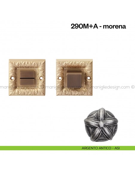 Nottolino per porta 290 Poggi Mariani su rosetta Morena  argento antico - ASI