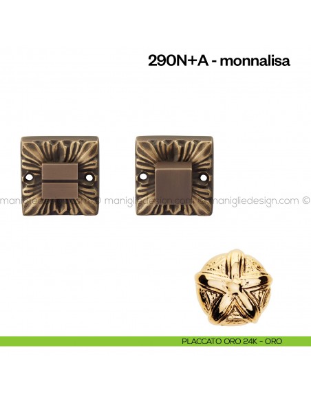 Nottolino per porta 290 Poggi Mariani su rosetta Monnalisa placcato oro 24K - ORO