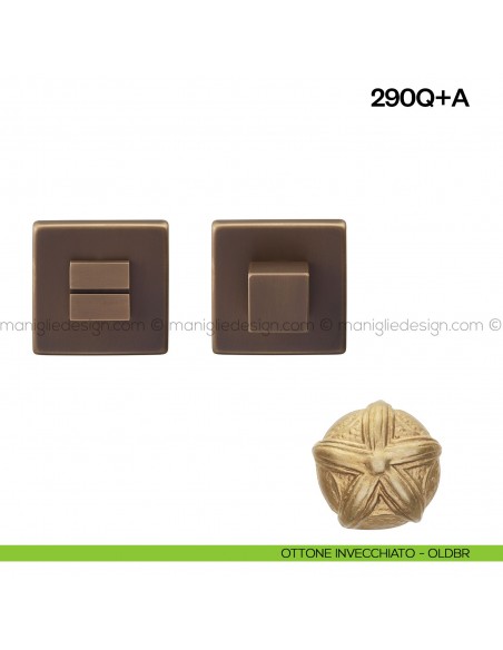 Nottolino per porta 290 Poggi Mariani su rosetta quadrata Vis ottone invecchiato - OLDBR