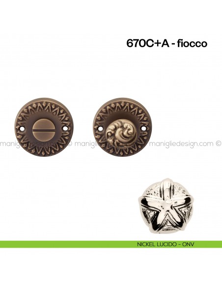 Nottolino per porta 670 Poggi Mariani su rosetta Fiocco nickel lucido - ONV