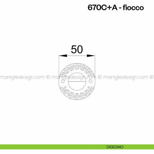 Nottolino per porta 670 Poggi Mariani su rosetta Fiocco disegno