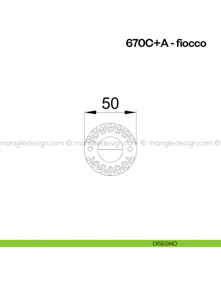 Nottolino per porta 670 Poggi Mariani su rosetta Fiocco disegno