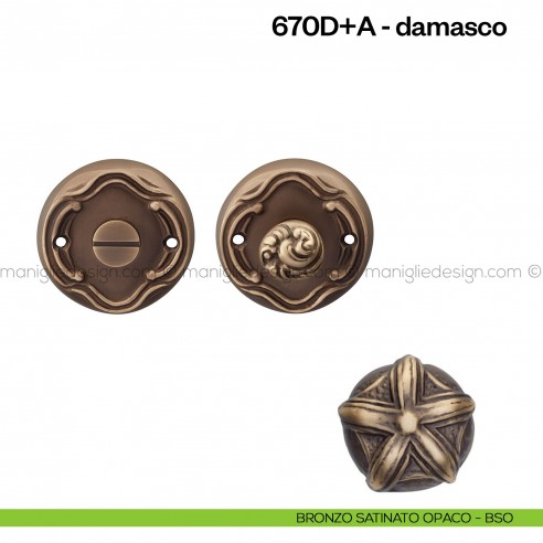 Nottolino per porta 670 Poggi Mariani su rosetta Damasco bronzo satinato opaco - BSO