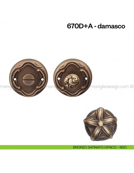 Nottolino per porta 670 Poggi Mariani su rosetta Damasco bronzo satinato opaco - BSO