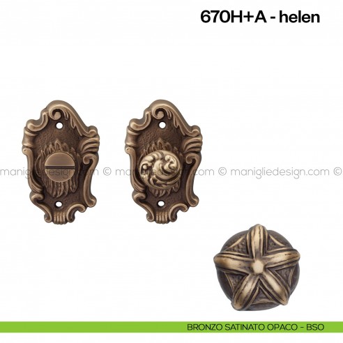 Nottolino per porta 670 Poggi Mariani su rosetta artistica Helen bronzo satinato opaco - BSO