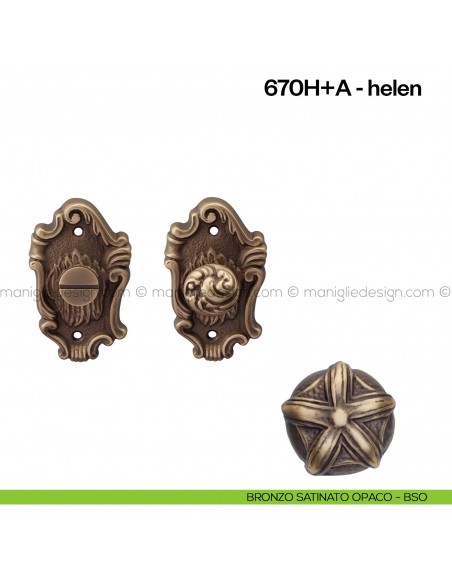 Nottolino per porta 670 Poggi Mariani su rosetta artistica Helen bronzo satinato opaco - BSO