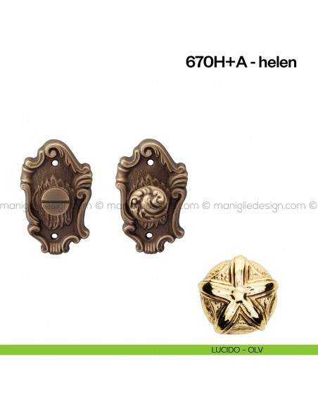 Nottolino per porta 670 Poggi Mariani su rosetta artistica Helen lucido - OLV