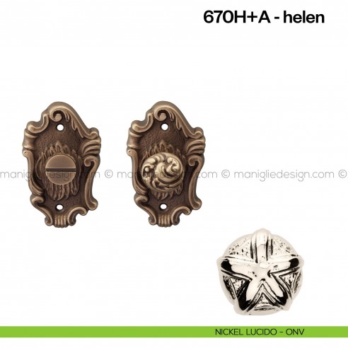 Nottolino per porta 670 Poggi Mariani su rosetta artistica Helen nickel lucido - ONV