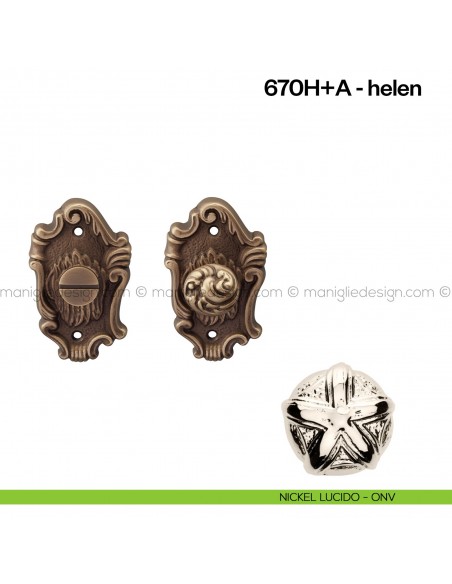 Nottolino per porta 670 Poggi Mariani su rosetta artistica Helen nickel lucido - ONV