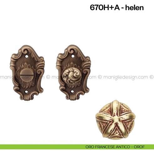 Nottolino per porta 670 Poggi Mariani su rosetta artistica Helen oro francese antico - OROF