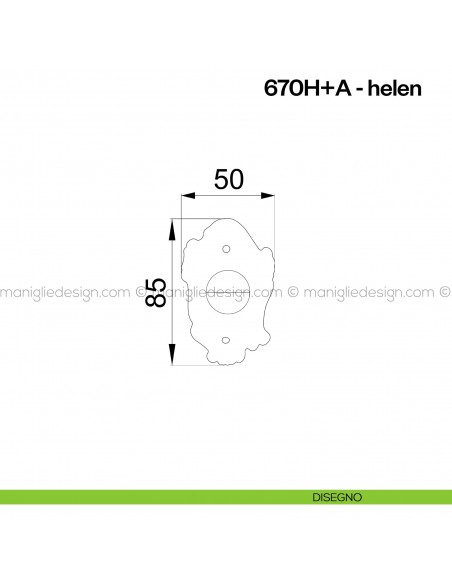 Nottolino per porta 670 Poggi Mariani su rosetta artistica Helen disegno