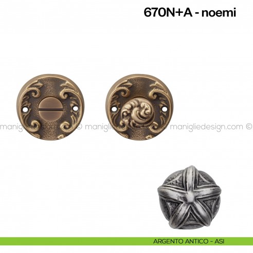 Nottolino per porta 670 Poggi Mariani su rosetta Noemi argento antico - ASI