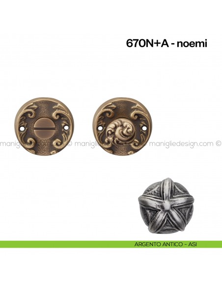 Nottolino per porta 670 Poggi Mariani su rosetta Noemi argento antico - ASI