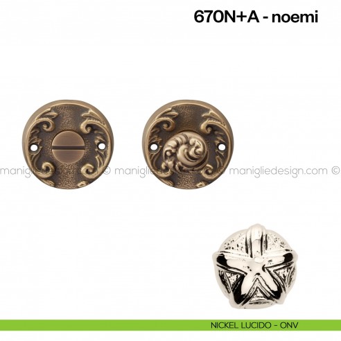 Nottolino per porta 670 Poggi Mariani su rosetta Noemi nickel lucido - ONV