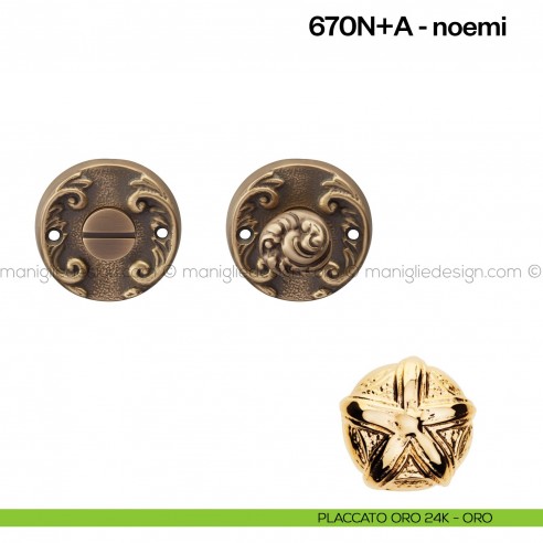 Nottolino per porta 670 Poggi Mariani su rosetta Noemi placcato oro 24K - ORO