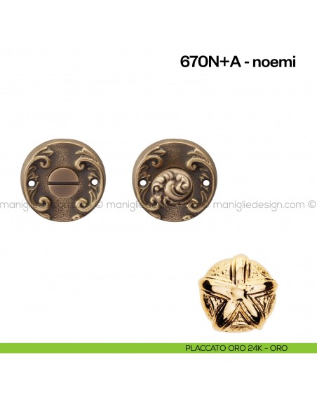 Nottolino per porta 670 Poggi Mariani su rosetta Noemi placcato oro 24K - ORO
