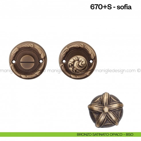 Nottolino per porta 670 Poggi Mariani su rosetta Sofia bronzo satinato opaco - BSO
