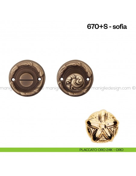 Nottolino per porta 670 Poggi Mariani su rosetta Sofia placcato oro 24K - ORO