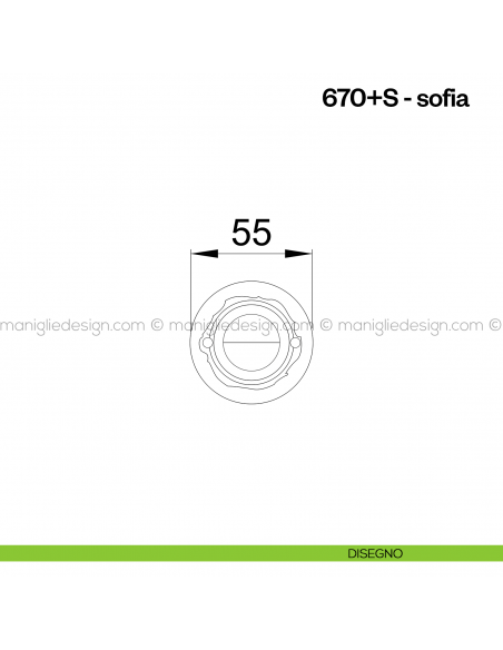 Nottolino per porta 670 Poggi Mariani su rosetta Sofia disegno
