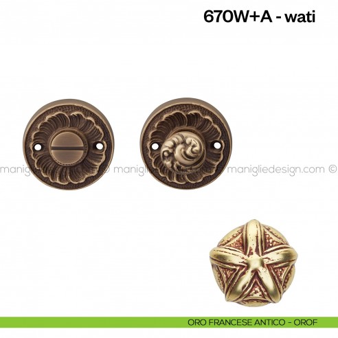 Nottolino per porta 670 Poggi Mariani su rosetta Wati oro francese antico - OROF