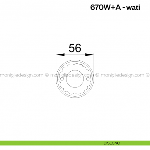 Nottolino per porta 670 Poggi Mariani su rosetta Wati disegno